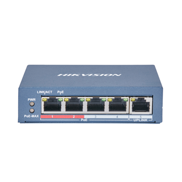 Switch DS-3E0105P-E 4-port 10/100Mbps PoE 60W Unmanaged Desktop