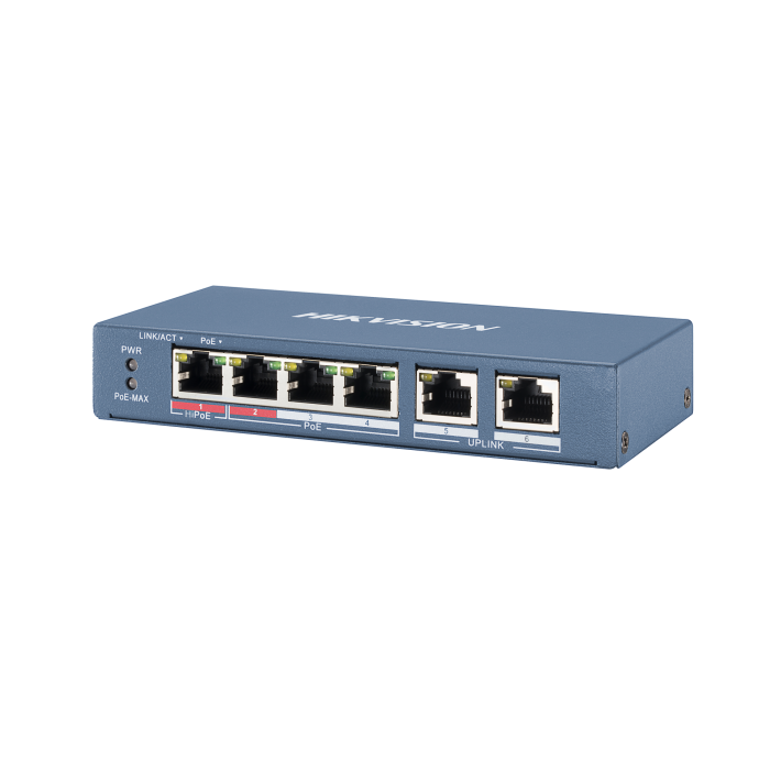 Switch DS-3E0106HP-E 4-port 10/100Mbps PoE 60W Unmanaged Desktop