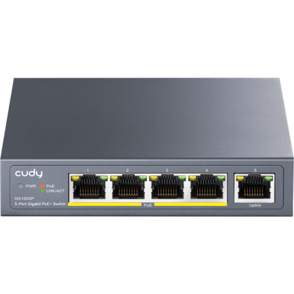 Switch GS1005P haldamata 5-porti POE+ 60W must
